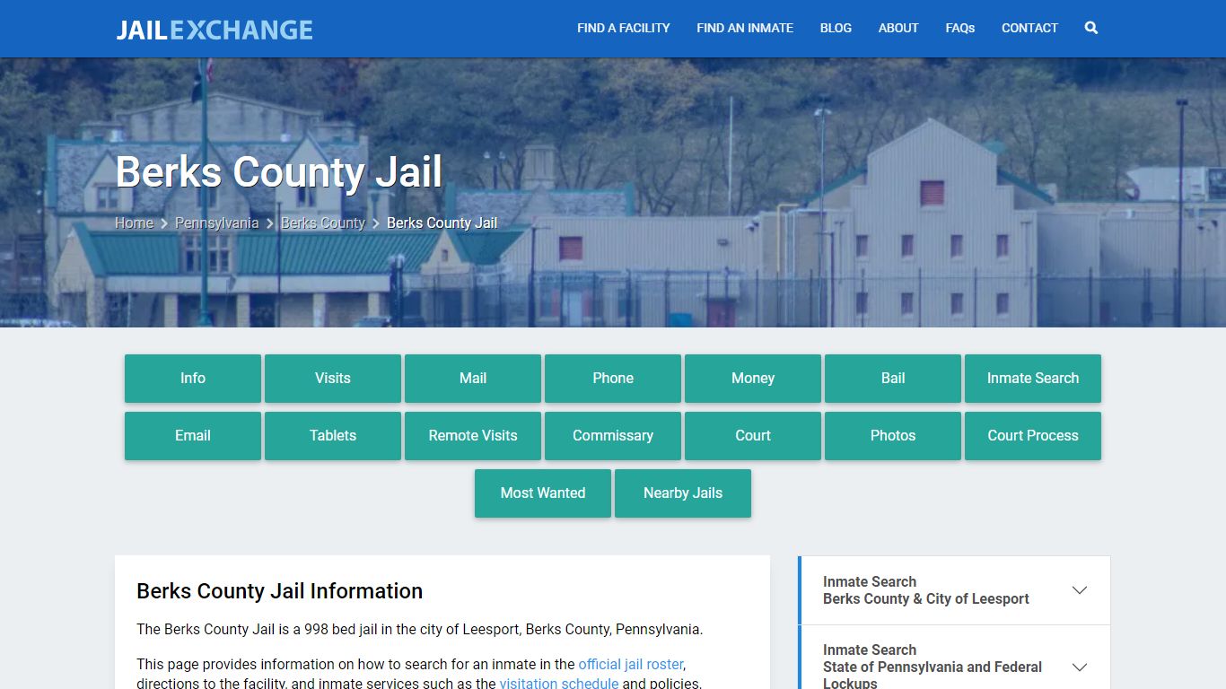 Berks County Jail, PA Inmate Search, Information